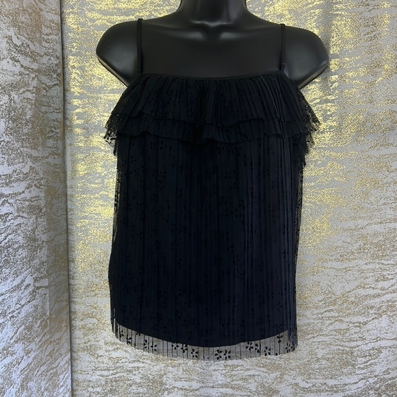 J. Crew Black Casual Floral Flutter Lace Camisole Style Top Size L - Picture 5 of 17